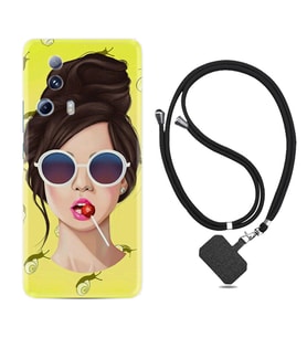 Xiaomi Mi 13 Lite Kılıf Resimli Boyun Askılı İpli Desenli Silikon Lollipop Woman 1416