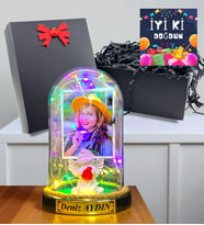 Kişiye Özel Renkli Led Işıklı Fanus Doğum Günü Hediyesi İyi Ki Doğdun (Model 4)