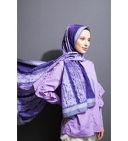 Çizgili Desen Elegante Seri Şal Eşarp Askısı ile Birlikte 75x200 cm Lila Mor-75x