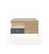 Kronos Konsol Tek Raflı 4 Çekmeceli 2 Kapaklı 176x59x99 Aytaşı-Antrasit/Çam