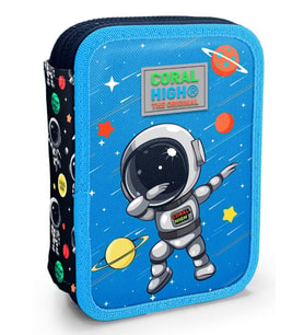 Coral High İki Katlı Düzenleyici Kalem Kutusu - Mavi Astronot, Erkek Çocuk, Mavi Astronot (Çok Renkli)