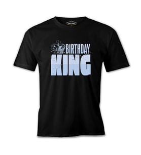 Birthday King Logo With a Crown Siyah Erkek Tshirt