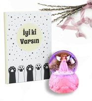 Arkadaşa Hediye İyi Ki Varsın Defter & Pembe Peri Işıklı Kar Küresi