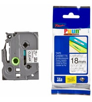 PUUN®Brother P-Touch TZE-141 18MM x 8m Şeffaf Üzerine Siyah Muadil Laminasyon Etiket Şeridi (Çok Renkli)