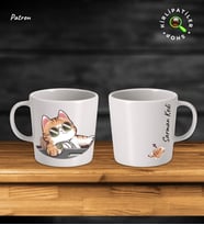 KirliPatiler Taş Kupa Fincan Üzeri Çalışan Kedi Baskılı (Model 19)