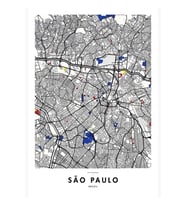 São Paulo (brezilya) Haritası X Piet Mondrian Tablo Ahşap Poster Dekoratif