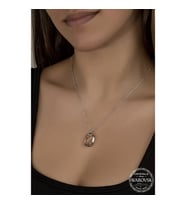 Crystal Taşlı Baget  Top  Zincir 925 Ayar Gümüş Kolye