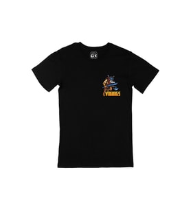 Viking Kılınç ve Balta Cep Logo Tasarımlı Siyah Tişört