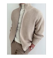 Erkek Dik Yaka Fermuarlı Slim Fit Triko Hırka