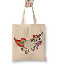Unicorn Anime Cartoon Sevimli Cute Rainbow Bez Çanta Uzun Saplı