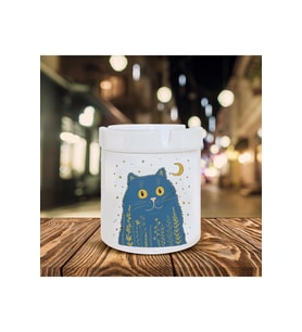 Kedi Ve Hilal Baskılı Seramik Küllük