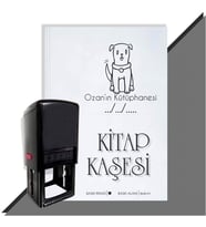 Kişiye Özel Sevimli Köpek Tarihli Otomatik Kitap Kaşesi (Siyah)