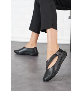 Lourenza 3002 Kadın Hakiki Deri Casual Comfort Ayakkabı (Siyah)