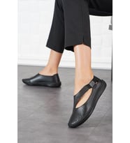 Lourenza 3002 Kadın Hakiki Deri Casual Comfort Ayakkabı (Siyah)