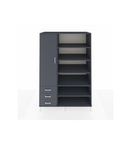 Kronos Dolap 9 Raflı 3 Çekmeceli 3 Kapaklı 132x59x195 Antrasit-Antrasit/Antrasit