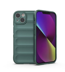 Lexroo iPhone 14 Kılıf Esnek TPU Oyuklu Arka Yüzey Tasarımlı Etnik Silikon Kılıf - Koyu Yeşil
