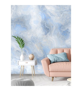 Dreamwall Modern Mermer Desenli Silinebilir Tekstil Duvar Kağıdı (Mavi)