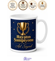 İsme Özel Şampiyon Yazılı Baskılı Kupa Bardak Hediye Porselen Mug