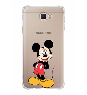 Samsung Galaxy J7 Prime  Köşe Korumalı Antişok Kapak Mickey Mouse Tasarımlı Şeffaf  Kılıf