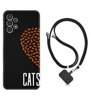 Samsung Galaxy M14 Kılıf Silikon Boyun Askılı İpli Desenli Silikon Cats 1792
