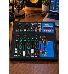 Midex MDX-450S 4 Kanal USB Stüdyo Kayıt Ses Mixer Aux Deck Mikser Efektli Phantomlu