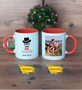 En Cool Baba Kupa Bardak Turuncu Fotoğraflı Babaya Hediye