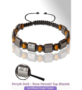 Sertifikalı Gerçek Rose - Silver Hematit Taşı Bileklik - Ayarlamalı (Çok Renkli)