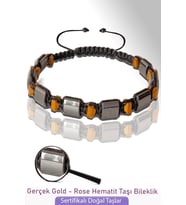 Sertifikalı Gerçek Rose - Silver Hematit Taşı Bileklik - Ayarlamalı (Çok Renkli)