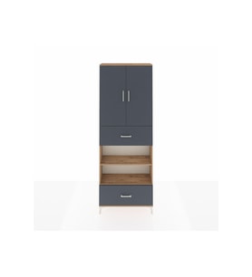 Arges Dolap 5 Raflı 2 Çekmeceli 2 Kapaklı 88x30x243 Çam-Antrasit