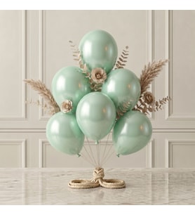 Açık Yeşil Renk Lateks Metalik Balon (30 cm) - 6 Adet