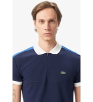 Lacoste Men's Regular Fit Zippered Polo T-shirt Erkek Fermuarlı Polo Yaka Renk Bloklu Tişört Lacivert