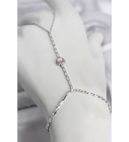 Gümüş Renk Pirinç Zirkon Taşlı Pembe Kalp Model Şahmeran 5886 - SSSSSS9982-5060