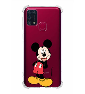 Samsung Galaxy M31  Köşe Korumalı Antişok Kapak Mickey Mouse Tasarımlı Şeffaf  Kılıf