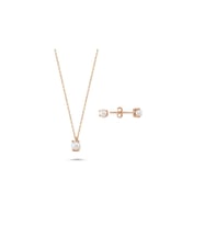 İncili Küpe Kolye İkili Set (Rose)