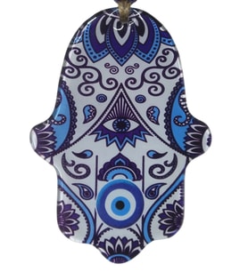 Mandala Desenli Cam Fatma Eli Nazarlık - Dekoratif Duvar Aksesuarı 10x15 cm