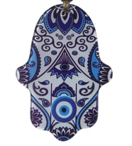 Mandala Desenli Cam Fatma Eli Nazarlık - Dekoratif Duvar Aksesuarı 10x15 cm