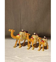 Swarovski Taşlı Deve 3'lü Mücevherlik / Dekoratif Biblo (Beyaz)