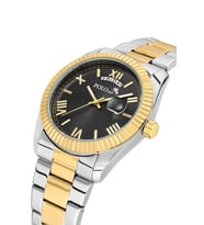 Polo Air Ay Gün Gösterge Takvimli Erkek Kol Saati Gold Gümüş Siyah Renk PL-7076E6x (Altın-Siyah)