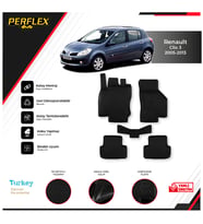 Renault Clıo 3 2005-2013 3D Havuzlu Paspas (Siyah - Beyaz)