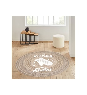 Eliana Home Baskılı, Yıkanabilir Kaymaz Taban Yuvarlak Halı LNA7055-SD351 120x120 cm (Kahverengi)