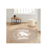 Eliana Home Baskılı, Yıkanabilir Kaymaz Taban Yuvarlak Halı LNA7055-SD351 120x120 cm (Kahverengi)