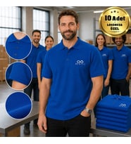 Logonuza Özel 10 Adet Mavi Polo Yaka Tişört - Pamuk Unisex Kurumsal Tişört