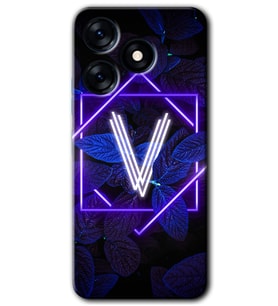 Tecno Spark 10 Pro Kılıf HD Desen Baskılı Kılıf - Dark Neon Yaprak V Harfi