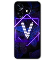 Tecno Spark 10 Pro Kılıf HD Desen Baskılı Kılıf - Dark Neon Yaprak V Harfi