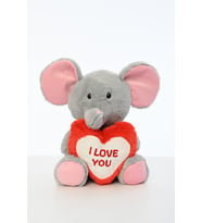 Pufu Toys Sevgiliye Özel Hediye 'I LOVE YOU' BASKILI Peluş Fil (Gri)