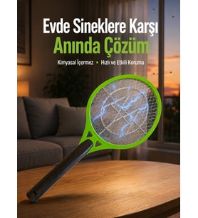 Çocuk Ve Evcil Hayvan Dostu Elektrikli Sinek Raketi Güvenli Kullanım Yeni Nesil