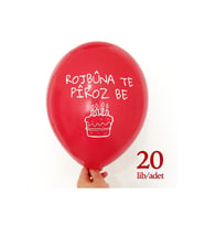 Kürtçe Doğum Günü Balonu - Kırmızı (20 adet) - Rojbuna Te Piroz Be 12 inç - 30 cm (Çok Renkli-Multı)