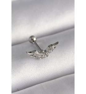 316L Çelik Gümüş Renk Zirkon Taş Detay Kanat Model Tragus Piercing - TJ-PR1291