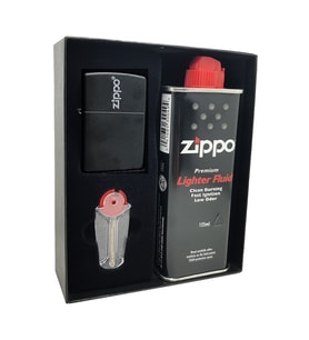 Zippo Çakmak Mat Siyah Hediyelik Kutu Benzin Taş Set du10-079803
