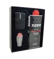 Zippo Çakmak Mat Siyah Hediyelik Kutu Benzin Taş Set du10-079803